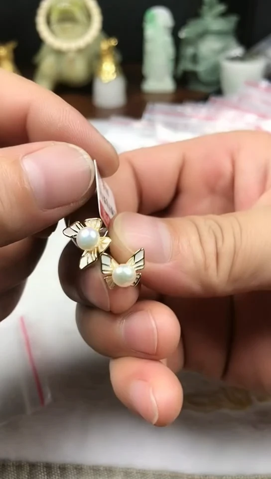 银S925镶嵌耳饰淡水珍珠耳饰