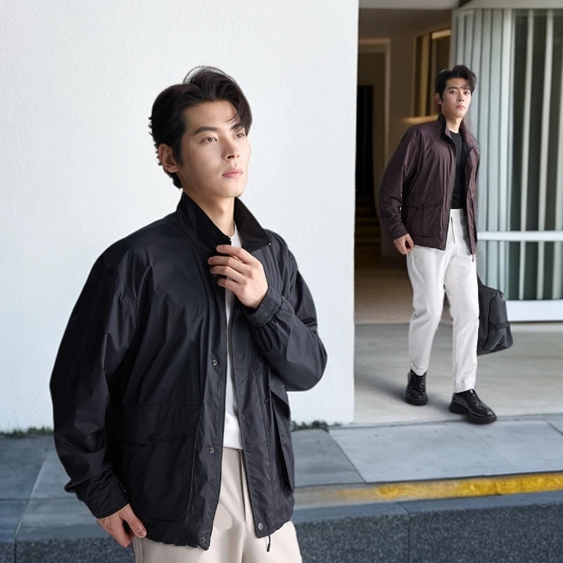 利郎【软壳工装】25秋休闲百搭运动户外夹克舒适简约立领上衣外套男