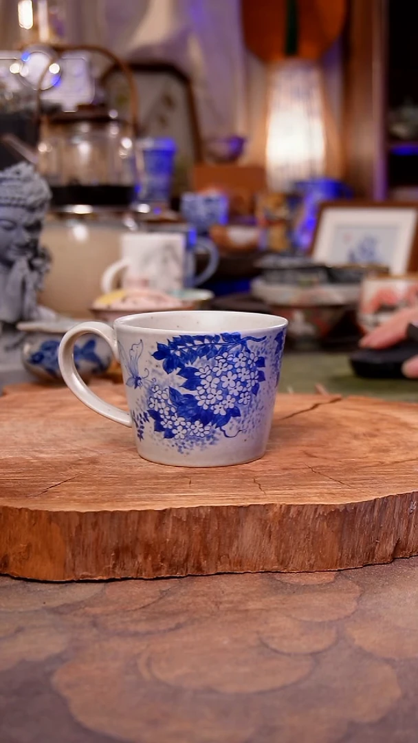 杯子陶绣球花手工手绘手工手绘