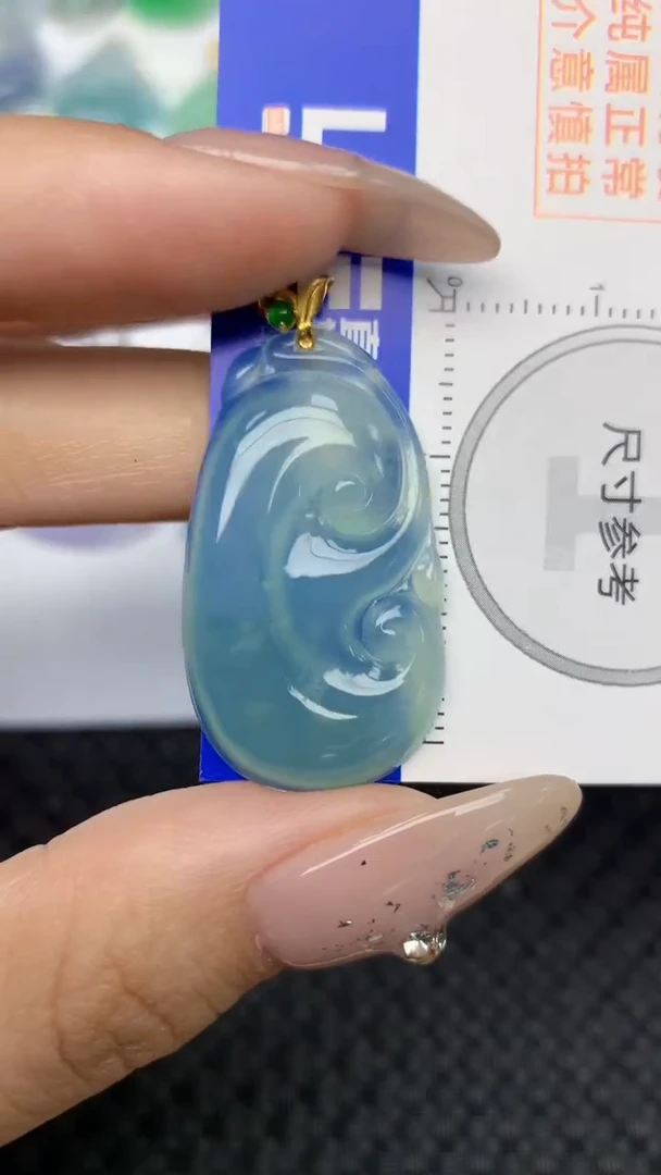 颈饰18K金镶嵌翡翠天然缅甸翡翠a货百元以上9元证书费自理