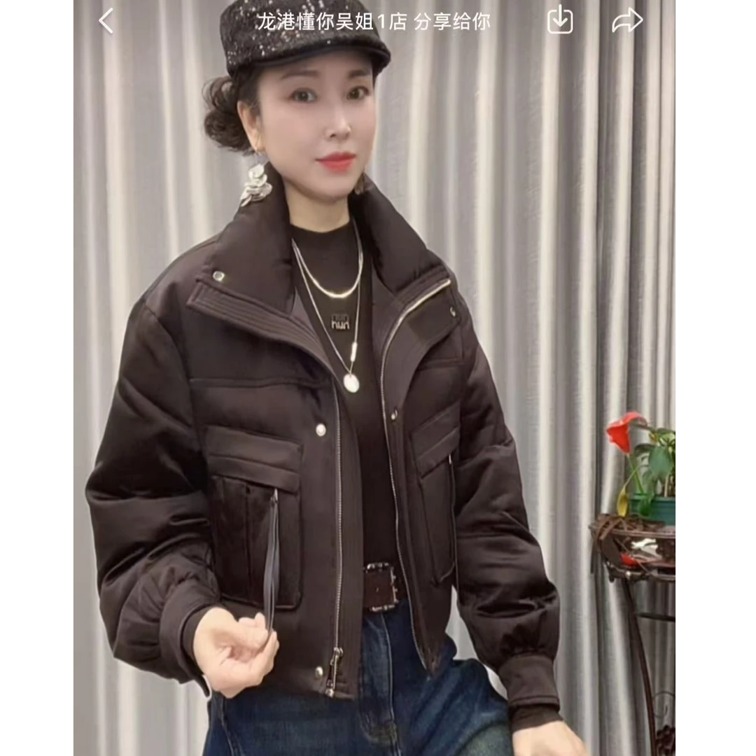 【懂你吴姐】68026新款立领口袋拉链短款羽绒服
