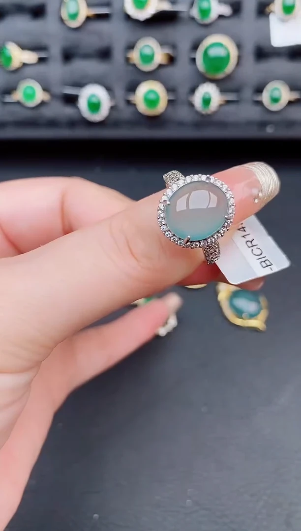 翡翠戒指银S925镶嵌天然a货翡翠278