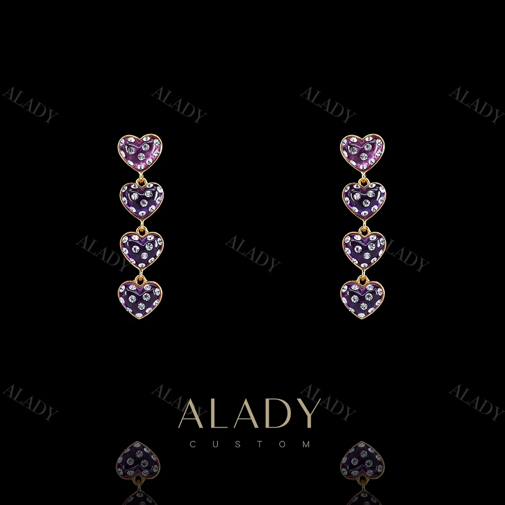 合金合成锆石耳饰 满镶嵌爱心气质女士耳钉-ASK2703