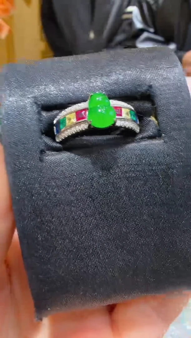 银S925镶嵌戒指翡翠多样性团购发一件