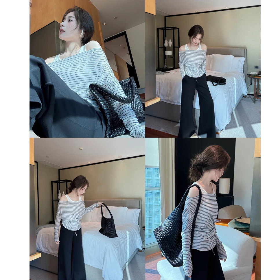 YPP!【轻氧条纹】秋季薄款百搭显瘦设计感背心条纹上衣