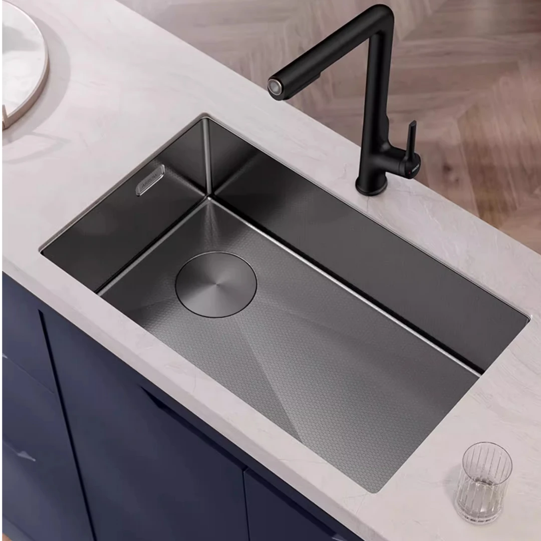 呆尾大牌正品蜂窝压纹单槽厨房水槽304不锈钢洗菜盆大单槽洗菜盆