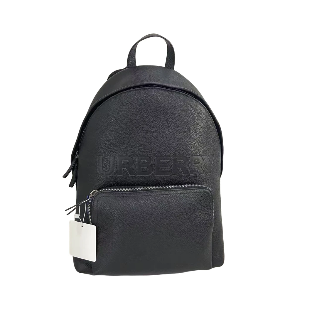 99新 BURBERRY/博柏利 博柏利全皮荔枝纹黑色双肩包281