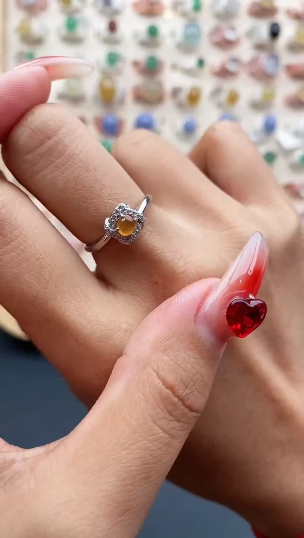 【闪购商品】翡翠戒指银S925镶嵌缅甸天然A货翡翠111 8+1