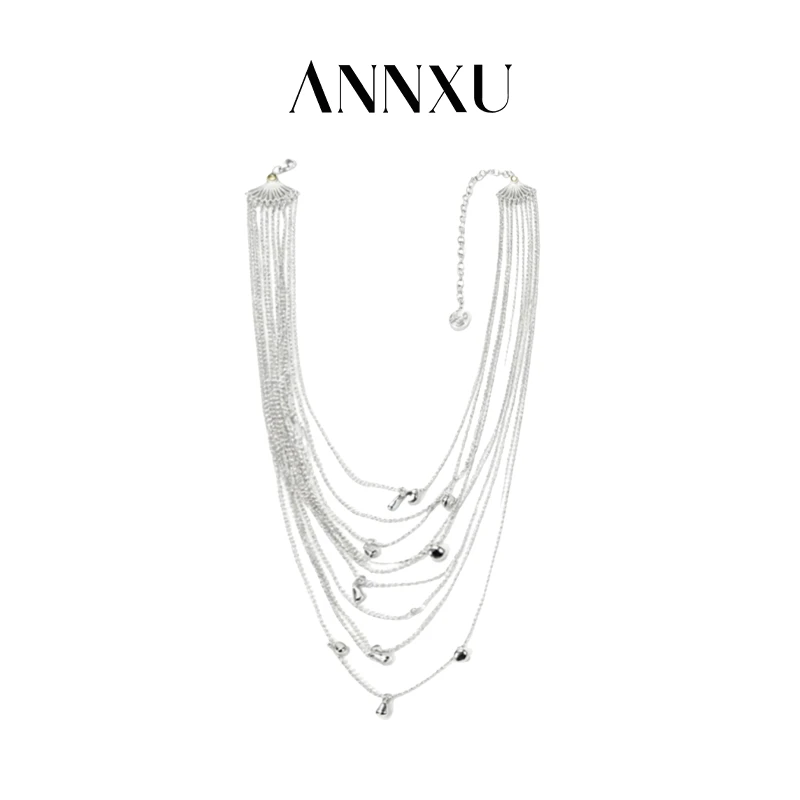 ANNXU 黄铜琉璃项链 钱币系列钱币多层流苏项链