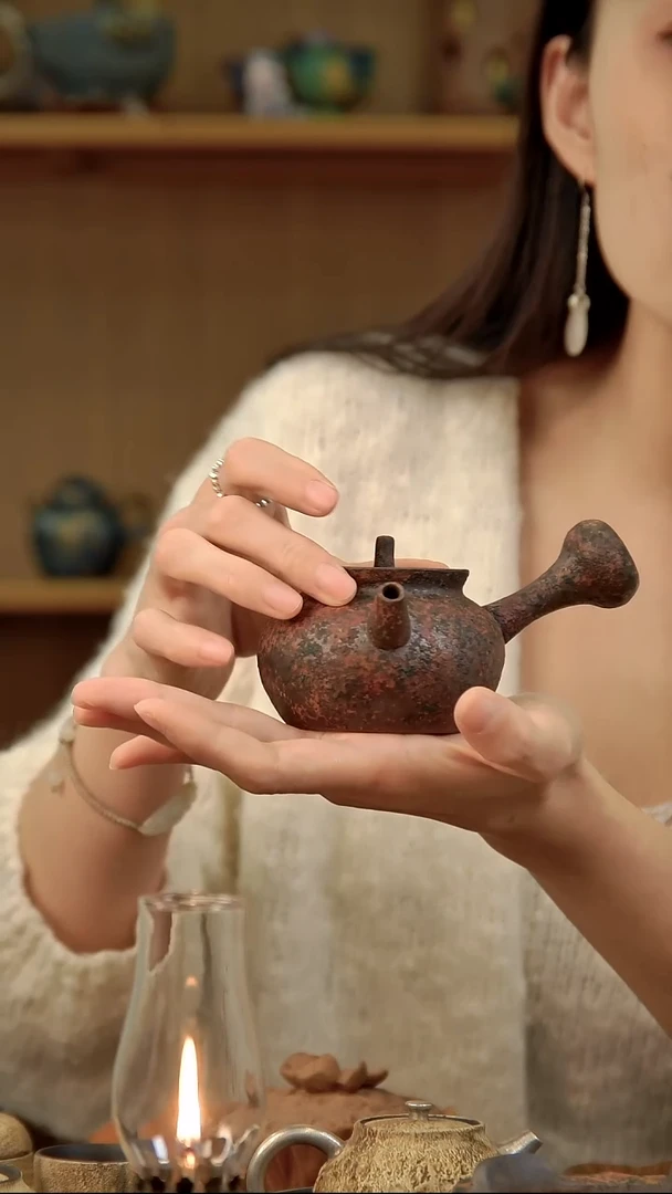 言野手作 岩矿侧把壶