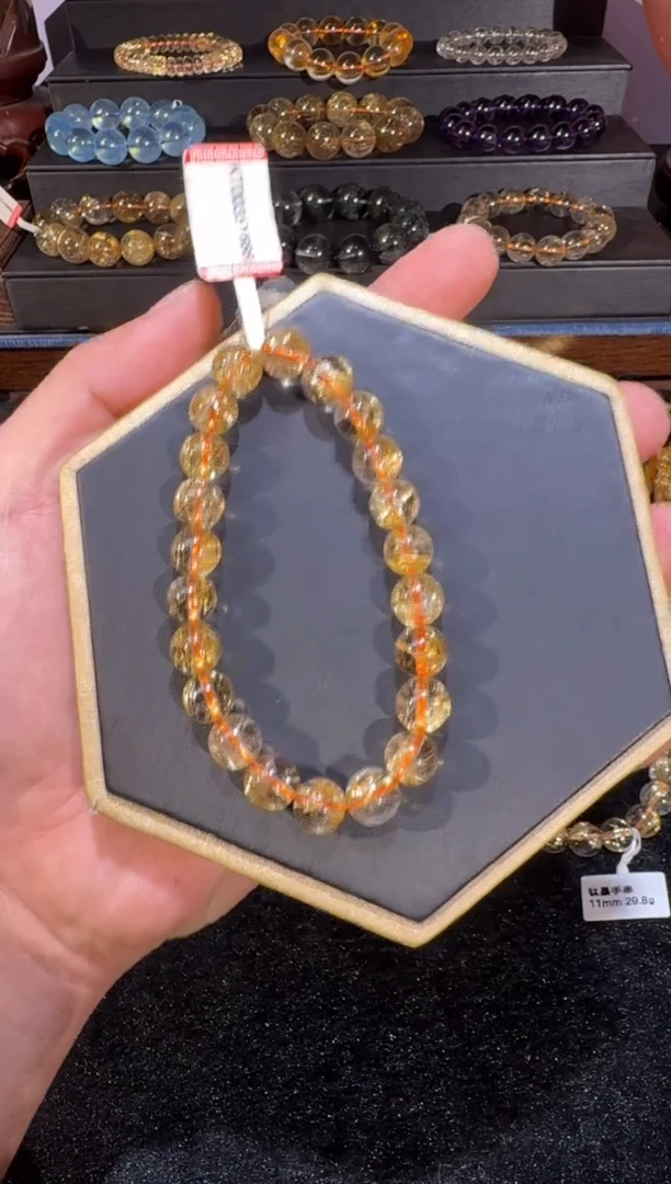 未镶嵌手串发晶SJ-764金发晶9m+