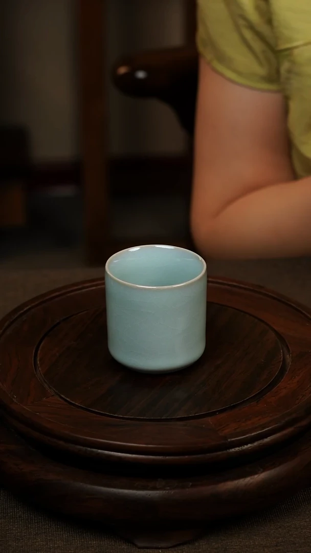 瓷片009汝瓷扳指杯50ml 微瑕