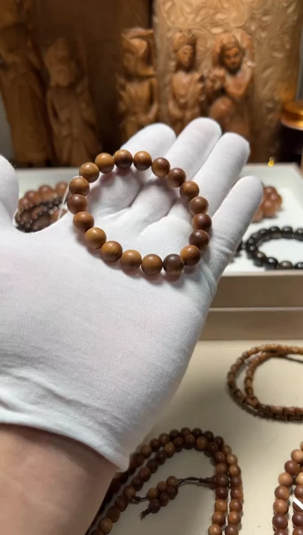 檀香木手串/手链微瑕沉水横纹1.0黑肉