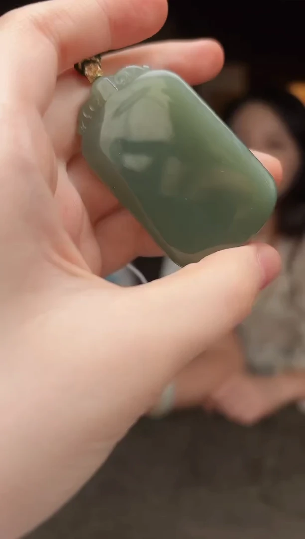 和田玉未镶嵌挂件F021 湖水绿平安无事牌 L 4788