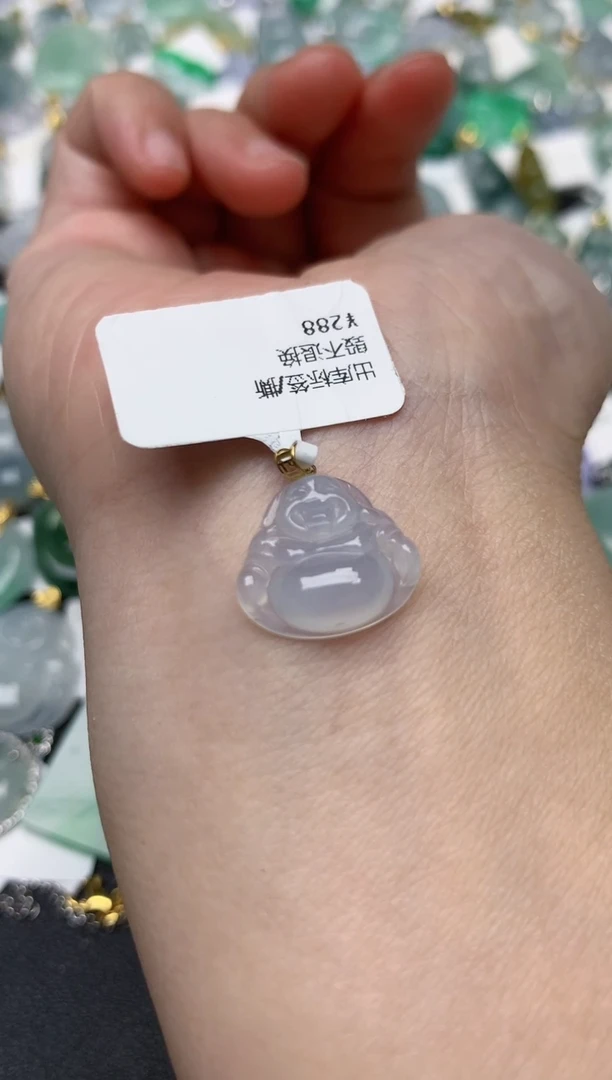 颈饰18K金镶嵌翡翠天然缅甸A货翡翠