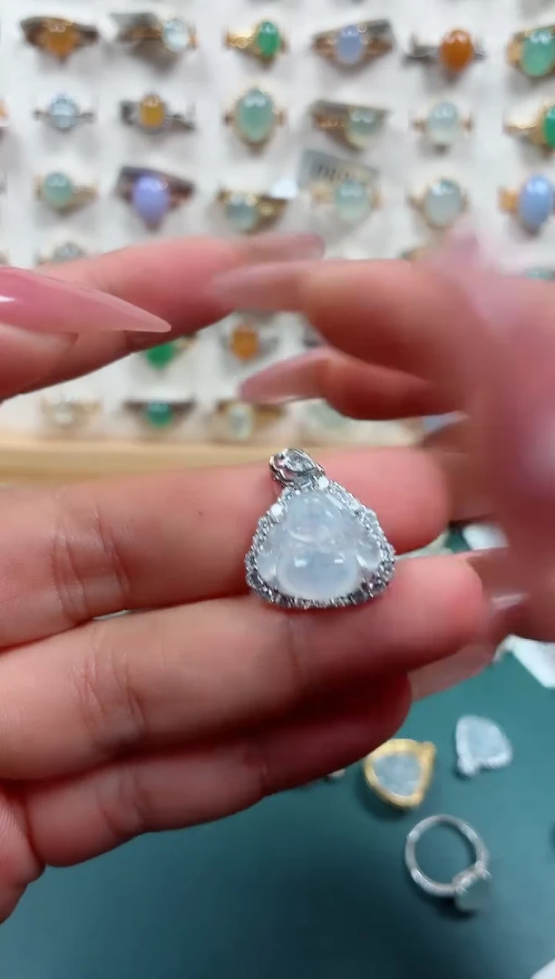 吊坠(不含链)银S925镶嵌翡翠荔***~.