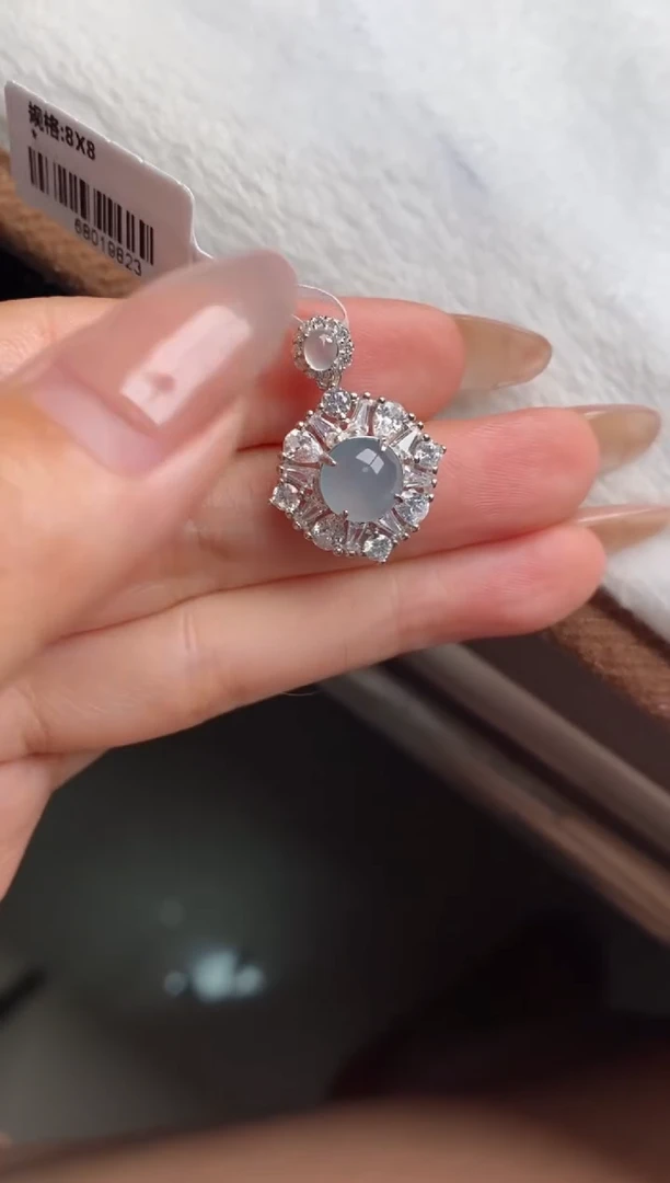 银S925镶嵌戒指翡翠天然A货翡翠