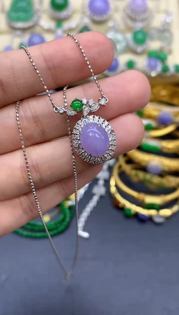 颈饰18K金镶嵌翡翠265-中国好珍宝