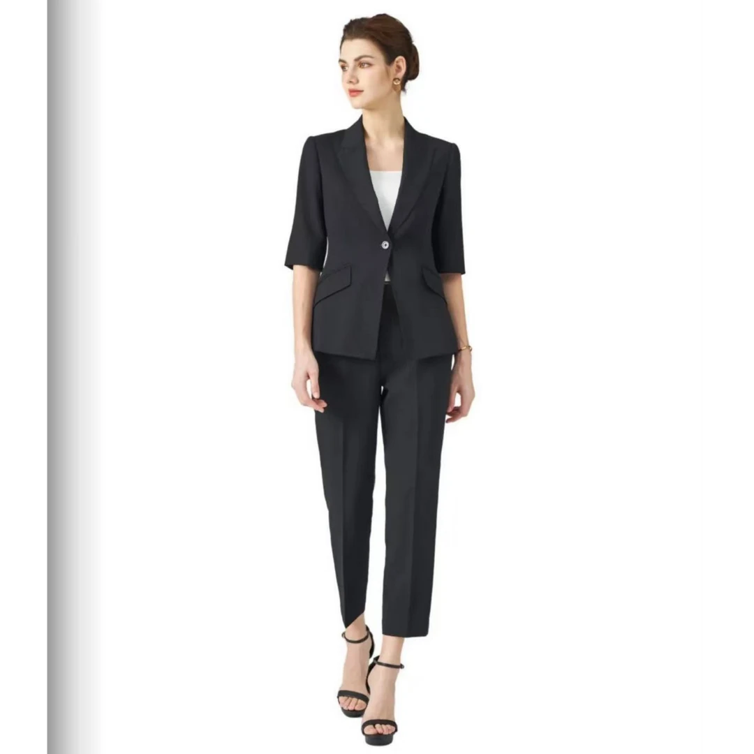 【高奢高定】高端定制设计师款气质职业时尚短袖西装单西 M701-1