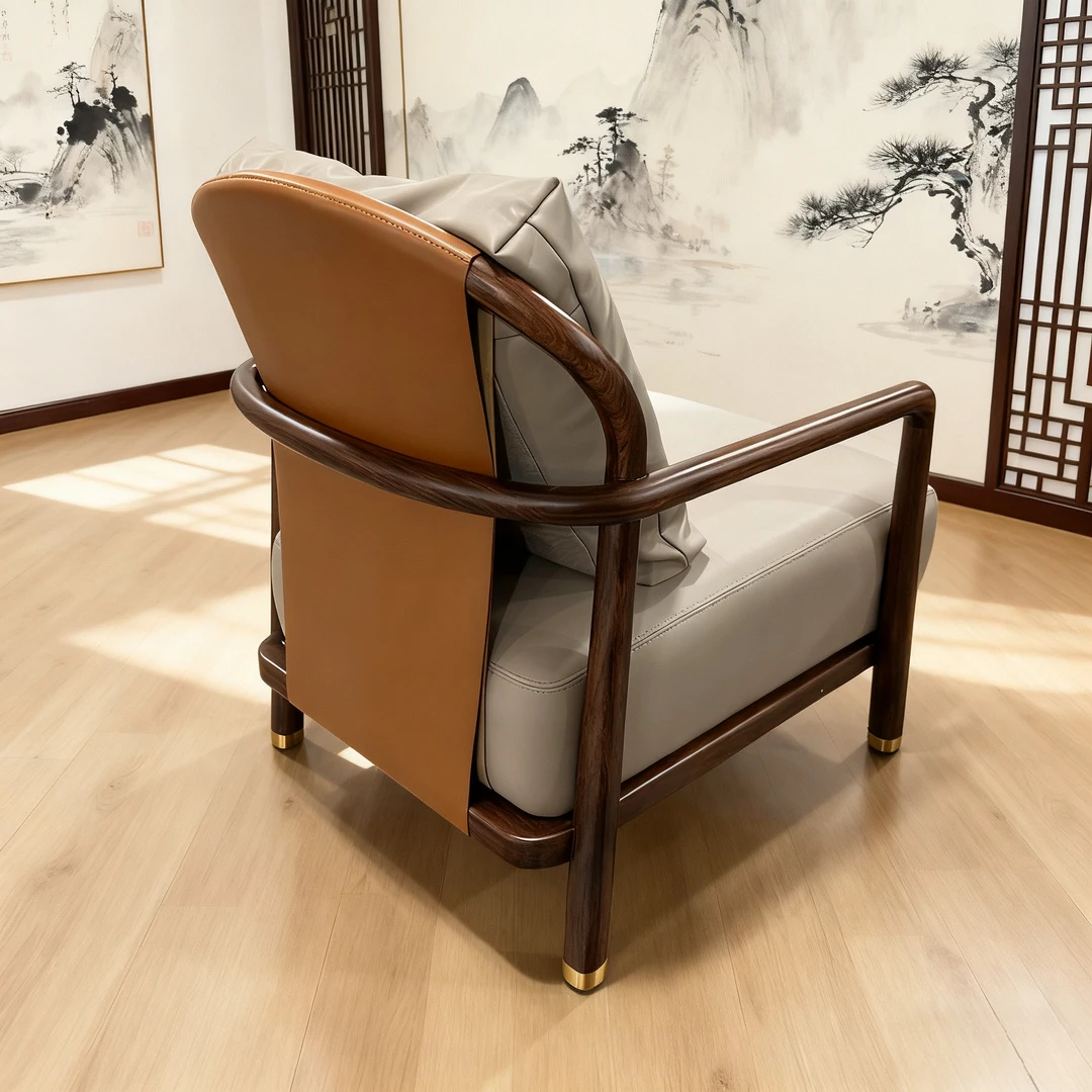 【乌金木】现代时尚中式轻奢实木休闲椅沙发 700*830*920