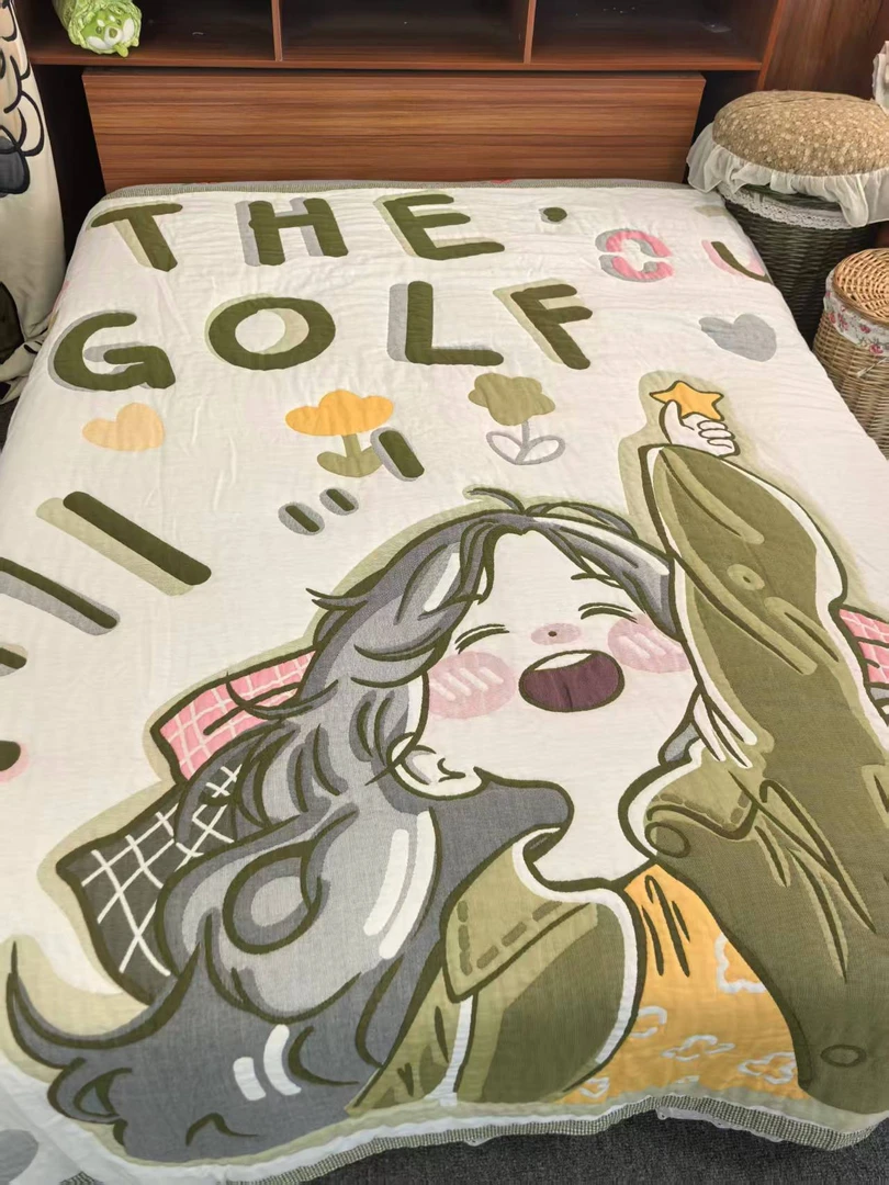 【闪光女孩】全棉纱布200*230cm亲肤可爱卡通柔软加厚泡芙被