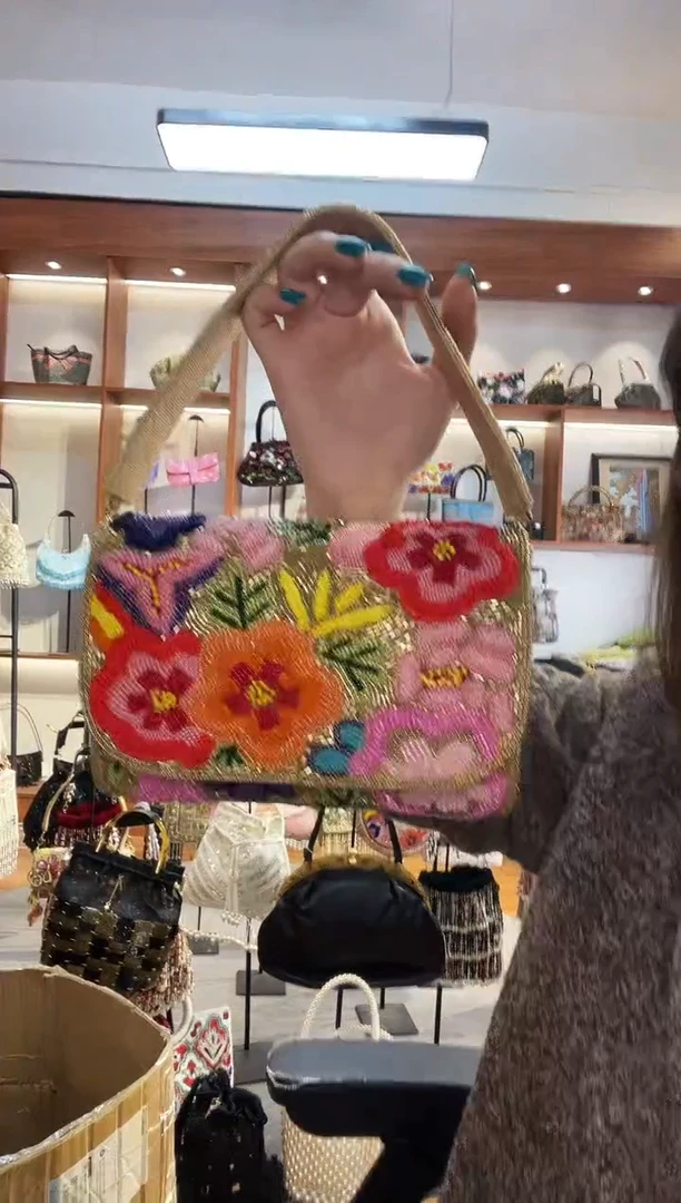 织物8号（多色可选）手工珠珠包包腋下斜跨包手拿包手提晚宴包