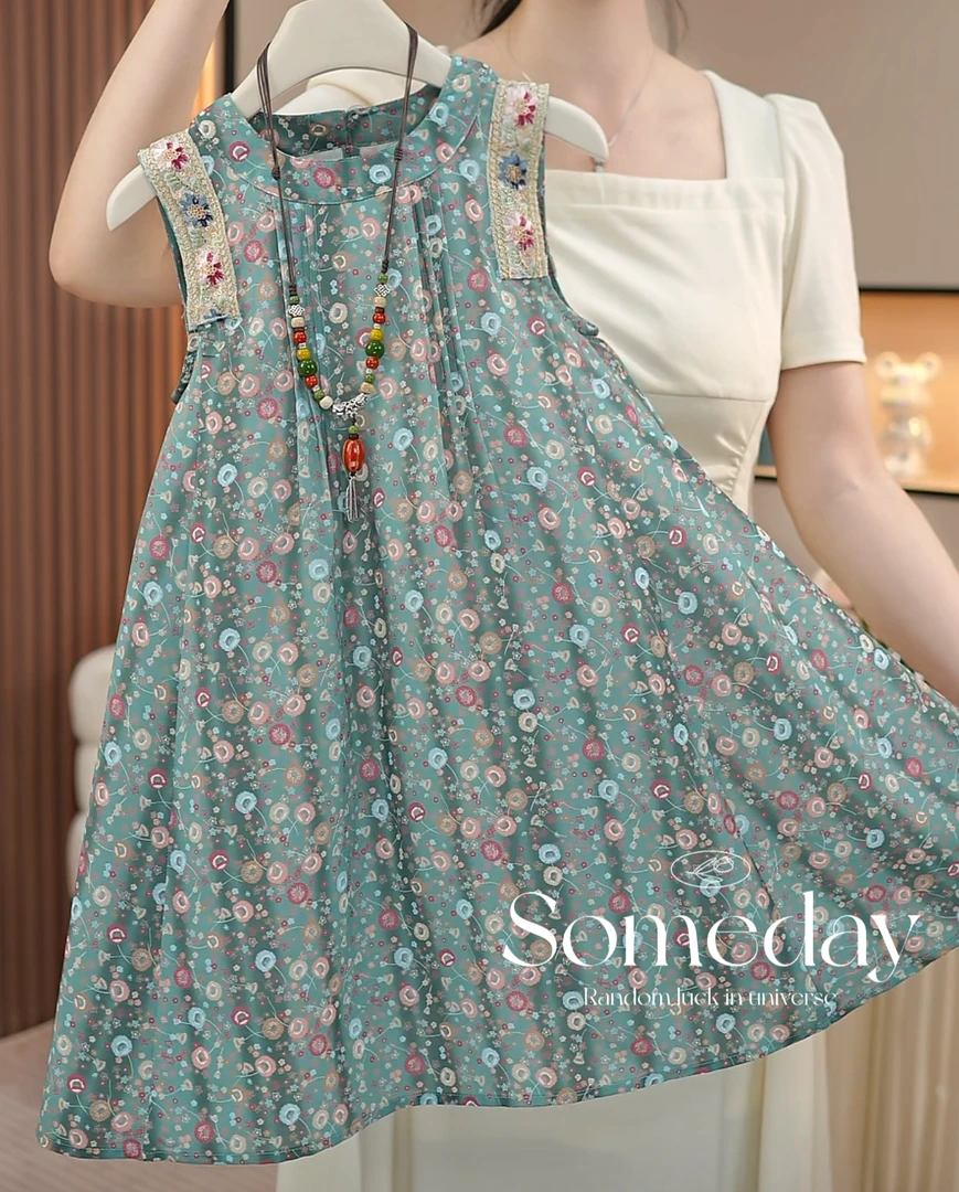 现货-女童连衣裙2025新款洋气夏款度假风裙子