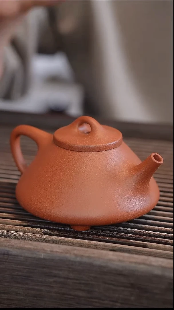 茶壶紫砂子冶石瓢 红清水 半手工 240cc