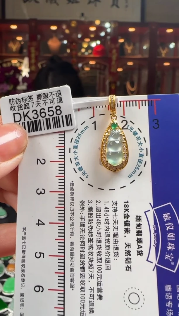 【闪购商品】翡翠颈饰18K金镶嵌DK3658冰豆豆（活动扣头)