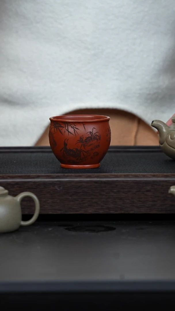 【闪购商品】紫砂茶壶朱泥大红袍八方来财杯