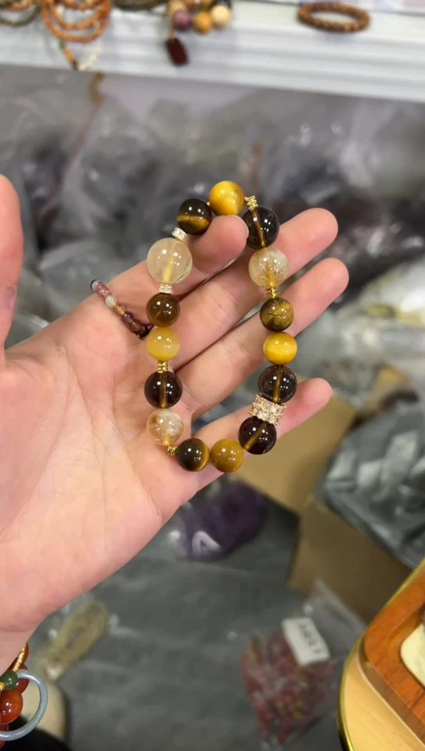 【闪购商品】水晶手链未镶嵌金霸虎眼黄晶多宝款手链[642]