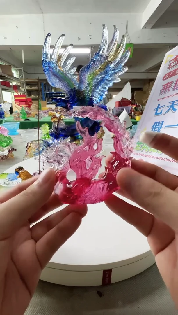 琉璃手工艺品古法琉璃凤凰摆件