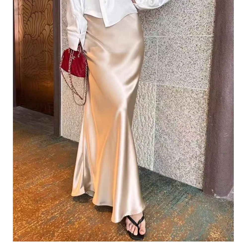 【晓时尚fashion】长款气质百搭净版三醋酸包臀半裙