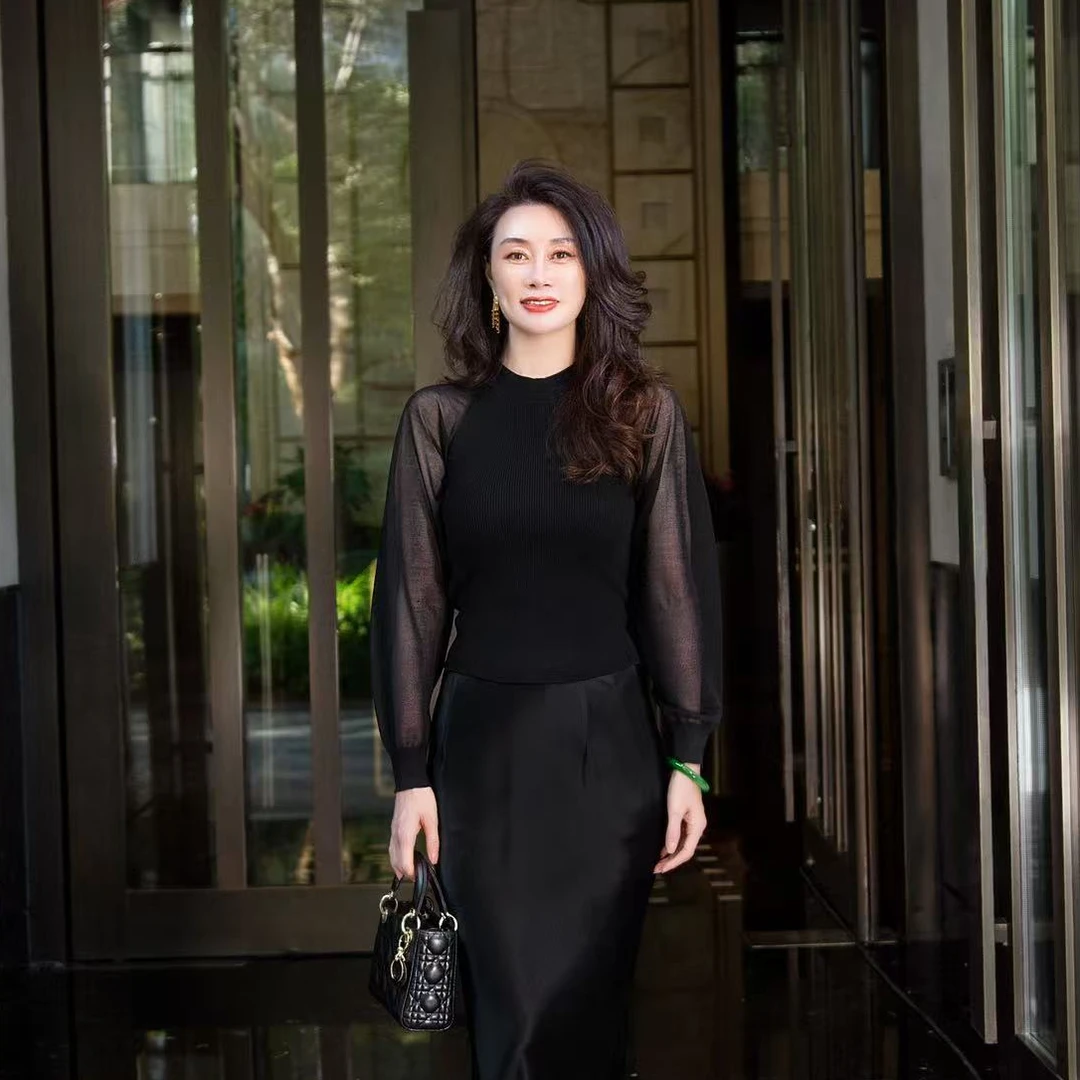 EDFNOT/杨红霞汝意YNG优雅拼纱插件袖套衫/18181436