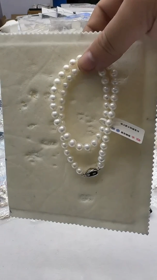 项链银S925镶嵌淡水珍珠L****i7-8mm 爱心扣-孤品