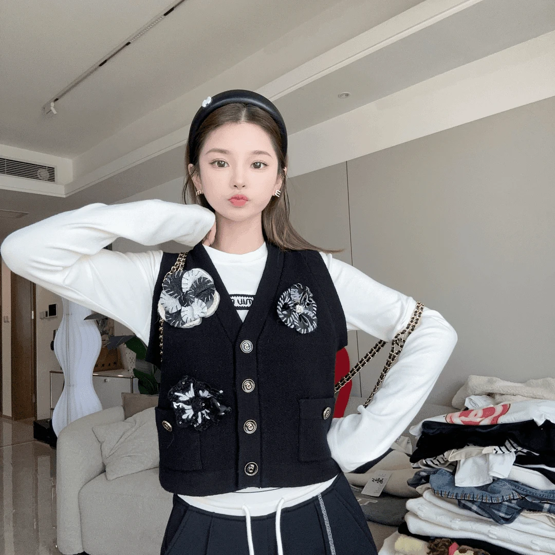 舟舟 【舞夜】马甲背心小香风气质时尚百搭休闲提花马夹C27