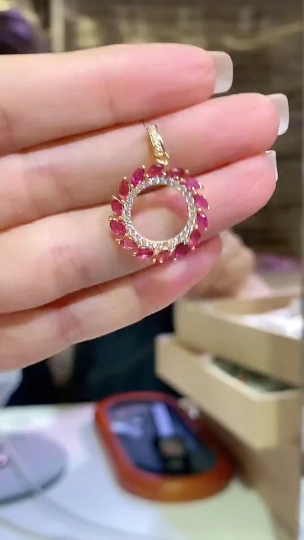 银S925镶嵌吊坠红宝石165ZB1030产品一个