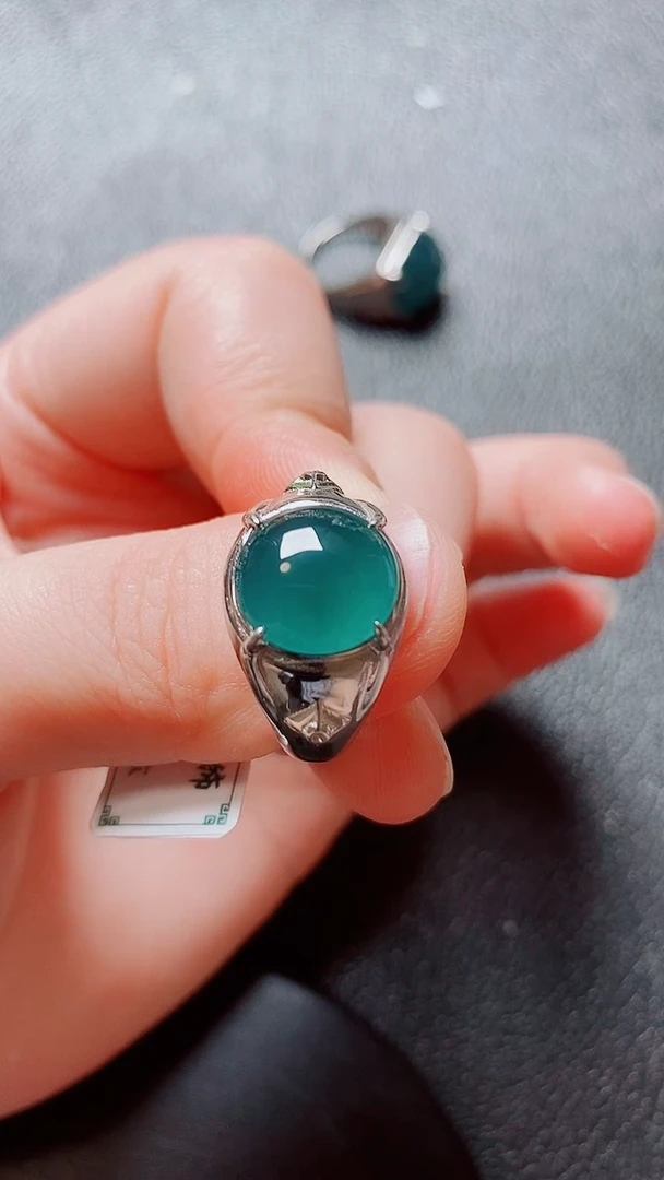 翡翠戒指银S925镶嵌fc