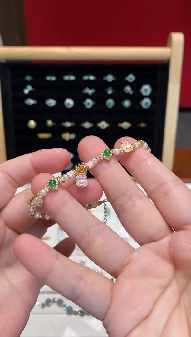 颈饰银S925镀金镶嵌翡翠手链