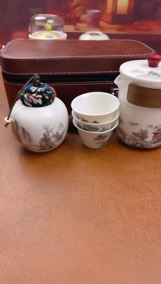 陶瓷茶具摆件旅行套组