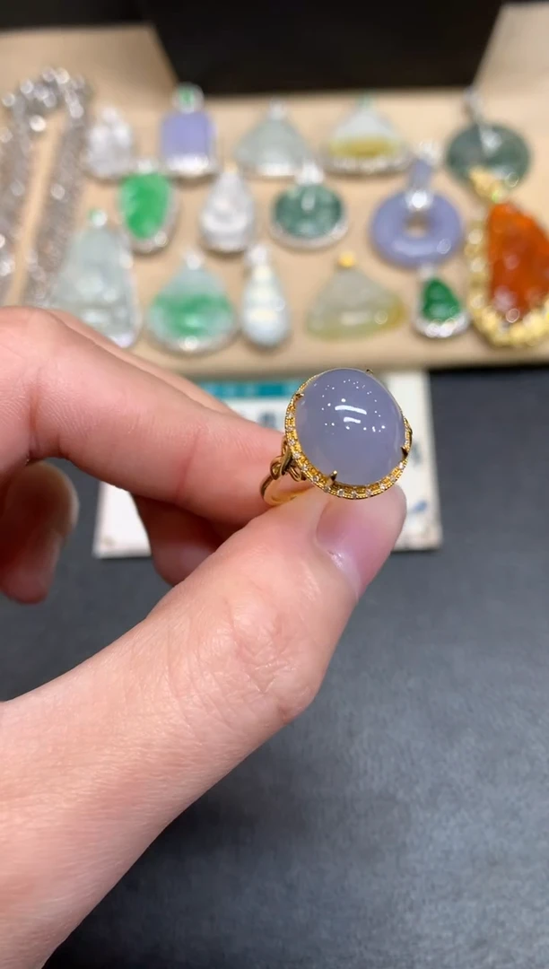 【闪购商品】翡翠戒指18K金镶嵌蛋面【无服务费】