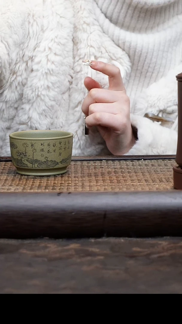 【闪购商品】紫砂茶杯蟹壳青主人杯