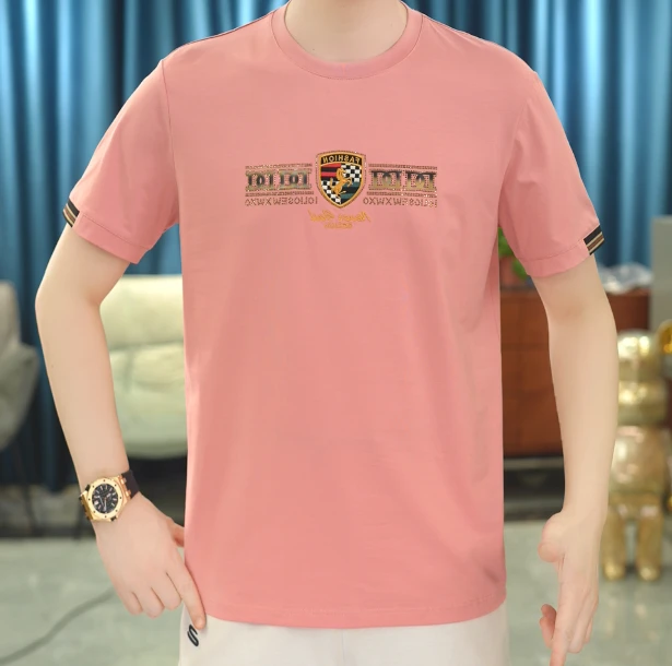 【麦炫严选】夏季新款圆领男条纹休闲百搭高棉简约短袖T恤25151