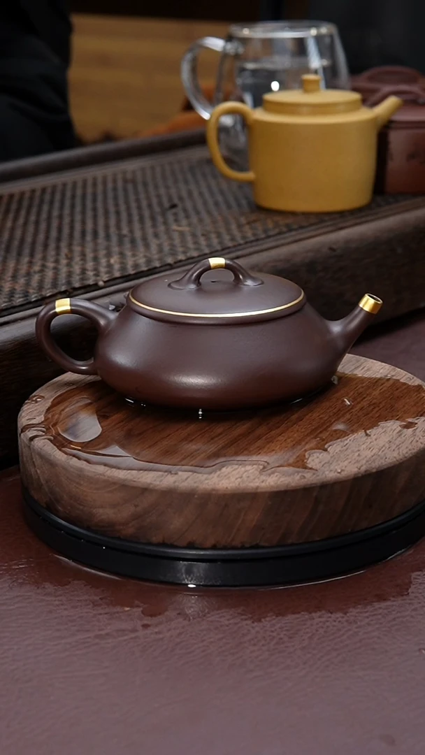 【闪购商品】紫砂茶壶描金石瓢平瓢紫砂壶