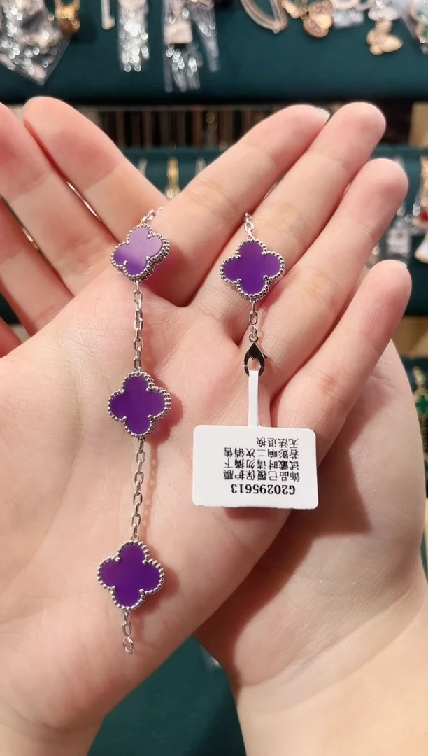 18K金镶嵌手链玛瑙/玉髓18K金镶嵌 K白 五花