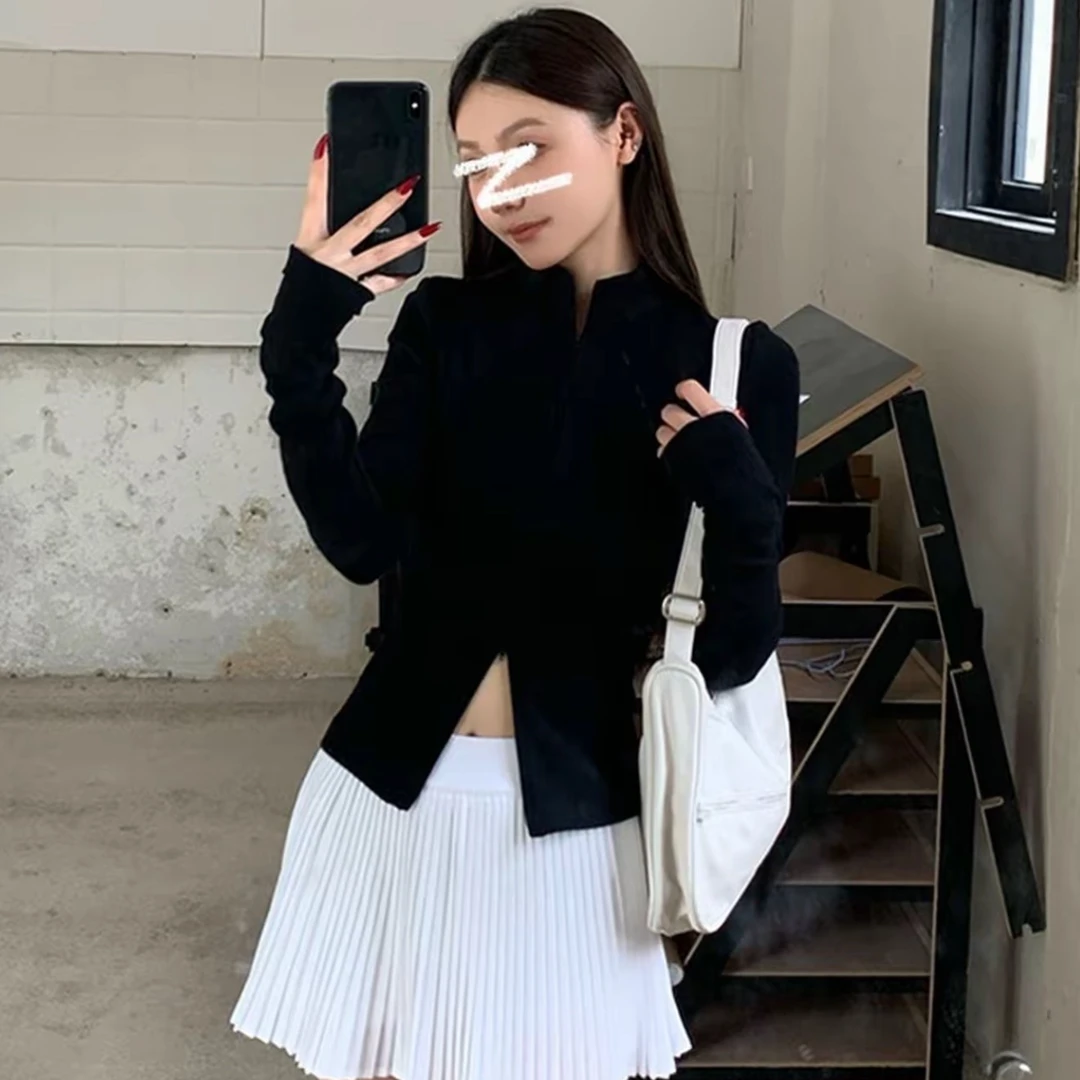 billkongstudio双拉链棉外套运动瑜伽服女立领修身掐腰开衫