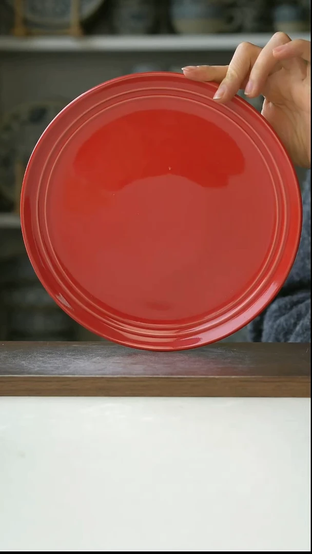 陶法兰西玫瑰红早餐盘21.5cm@4-2@微瑕