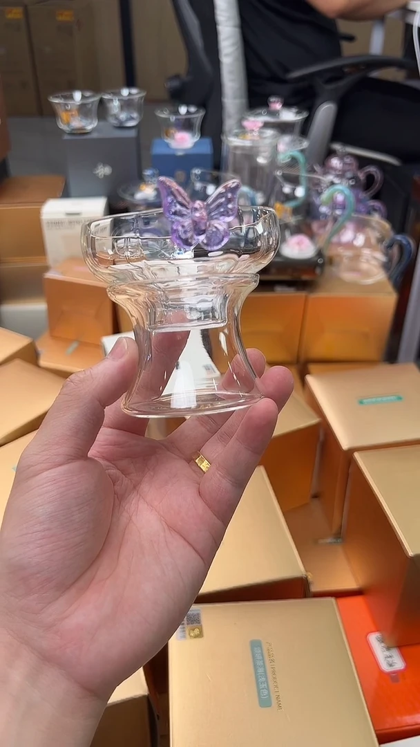 @@禾器晶彩幻蝶茶漏浅紫色