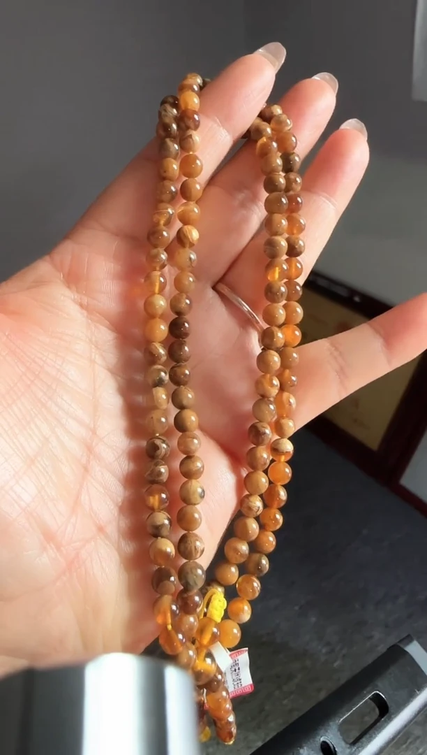 琥珀颈饰未镶嵌#53缅甸琥珀溶洞108.5mm