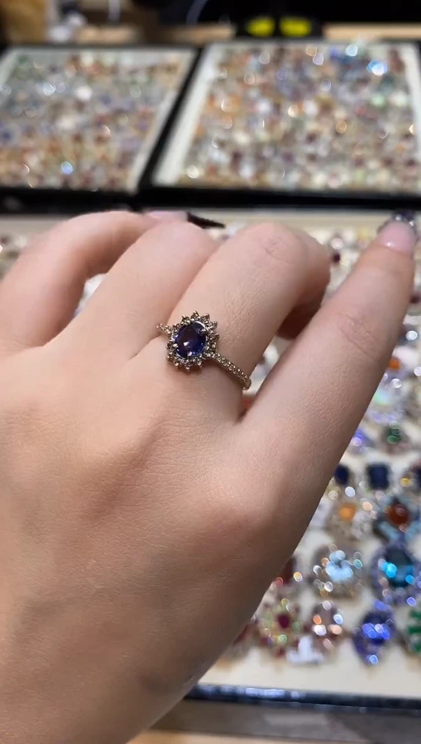 银S925镶嵌戒指定制蓝宝石楚楚珠宝中古甄选不退换